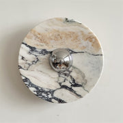 Zeno Modern Minimalist Round Chrome Marble Metal Wall Sconce - Lamp Copper