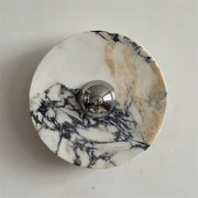 Zeno Modern Minimalist Round Chrome Marble Metal Wall Sconce - Lamp Copper