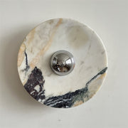 Zeno Modern Minimalist Round Chrome Marble Metal Wall Sconce - Lamp Copper