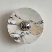 Zeno Modern Minimalist Round Chrome Marble Metal Wall Sconce - Lamp Copper